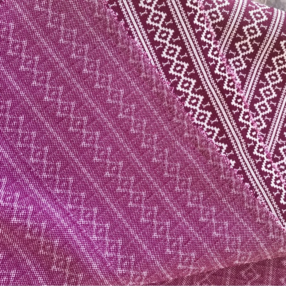 1970s fabric, double knit, burgundy and white, 70” x 62”